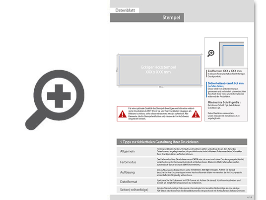 Product Bild eckiger_holzstempel_mit_schwarzem_stempelkissen